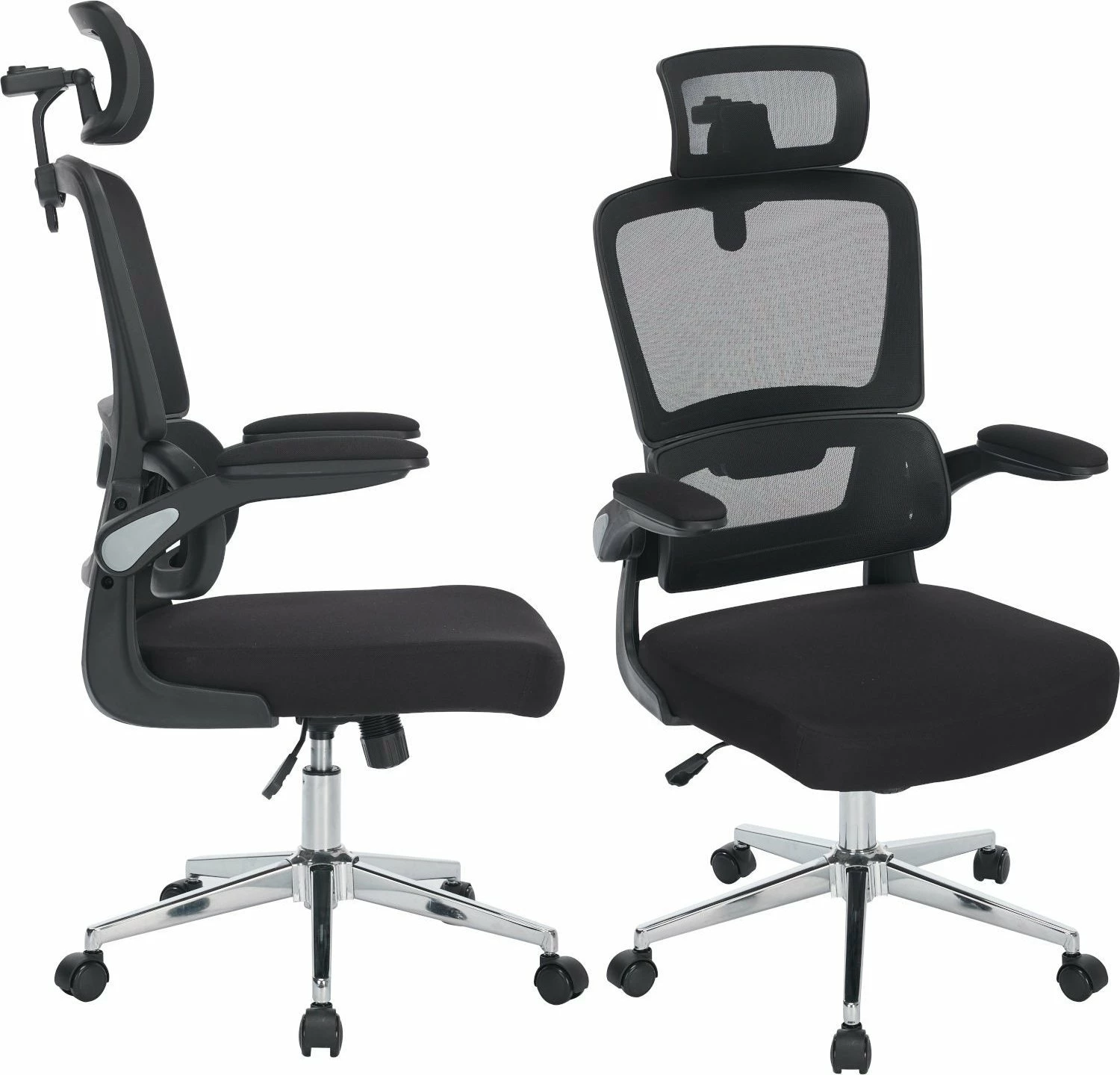 Karrige zyre ergonomike Mozos ERGO-K, me rrota, me mbështetëse koke, 150 kg, e zezë