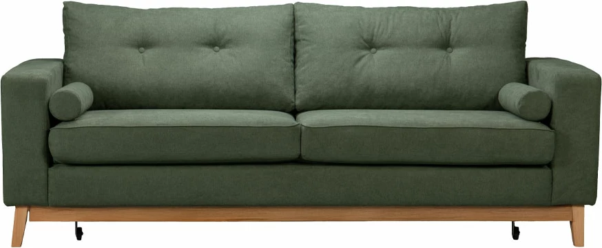 Krevat-sofë Lusso, 3 vende, lino jeshile ulliri, 218x85x87