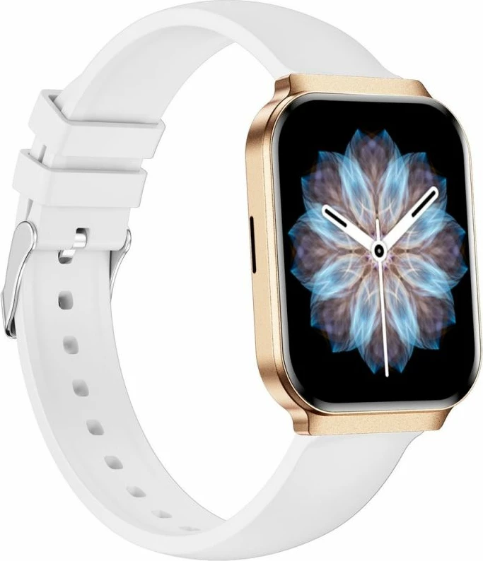 Smartwatch për femra Gravity GT44-1, rrip i bardhë + byzylyk rozë gold