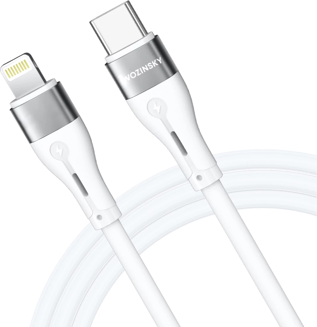 Kabllo Wozinsky WSTCL2, Lightning/USB-C, 2m, 27W, e bardhë