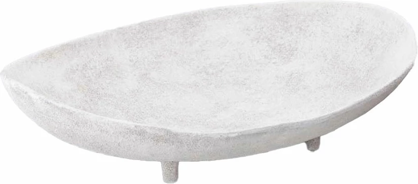 Enë dekorative me këmbë, alumin i bardhë, 45x33x12cm