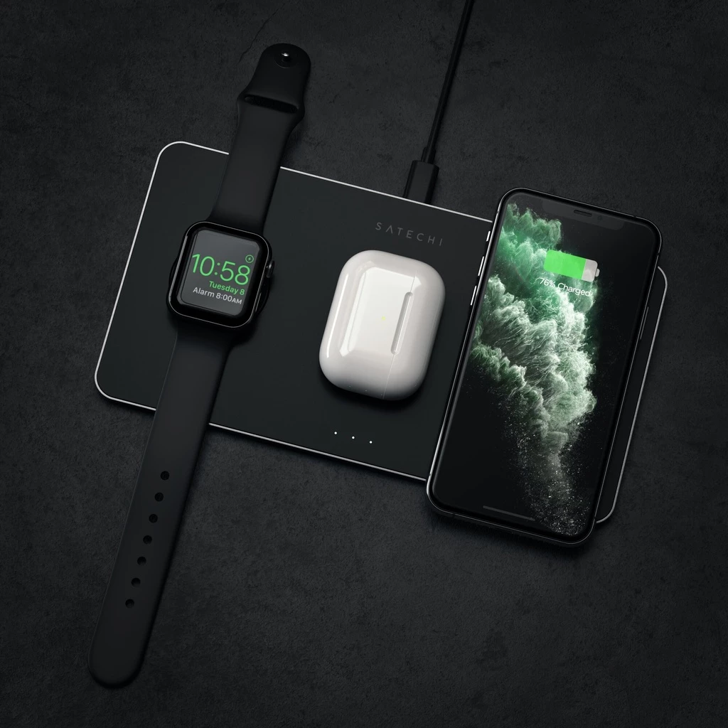 Satechi Trio Wireless Charging Pad (Apple Watch, Airpods, iPhone) - Black