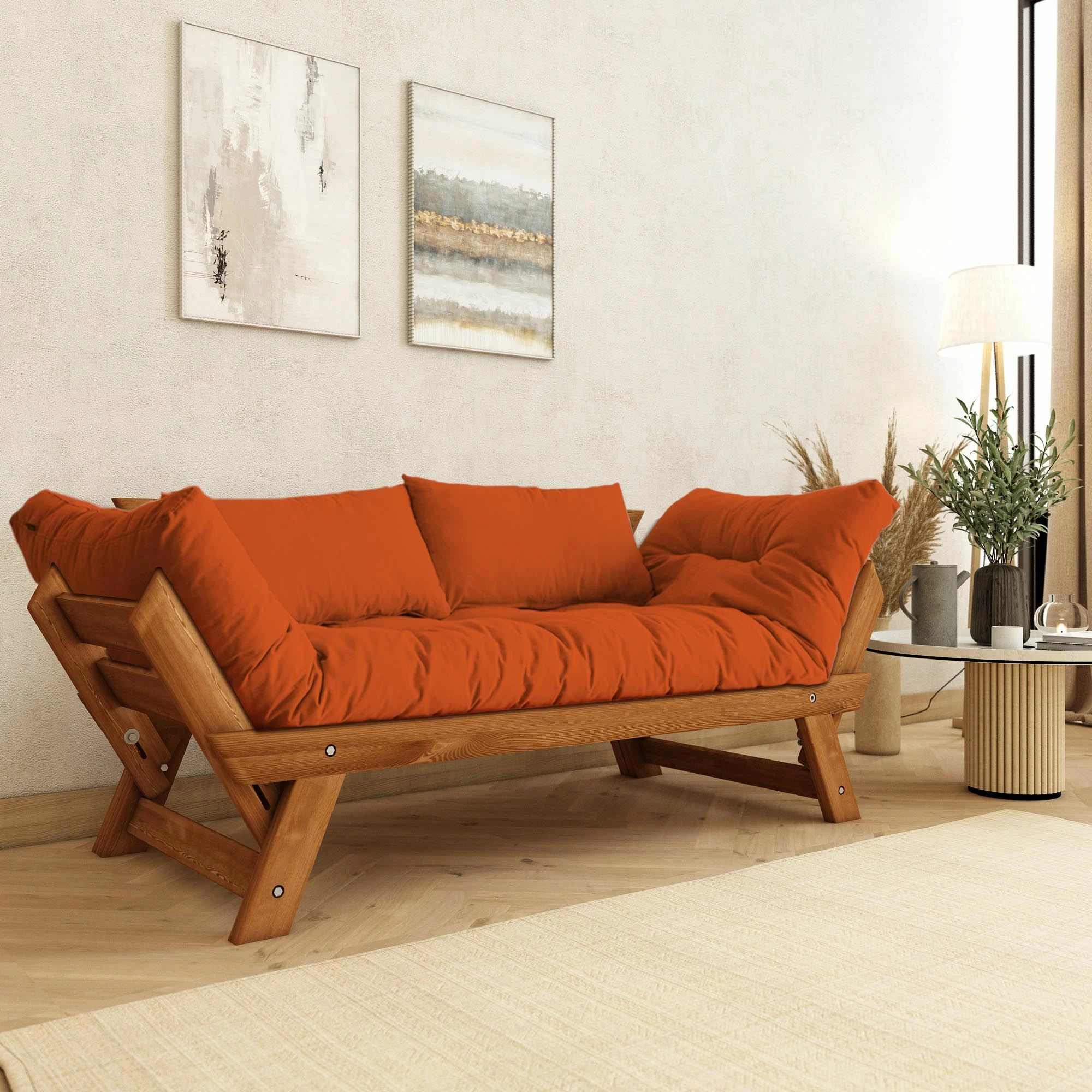 Divan-dyshek 2 vende, Skye Decor, teak dhe portokalli, CPT8172-210