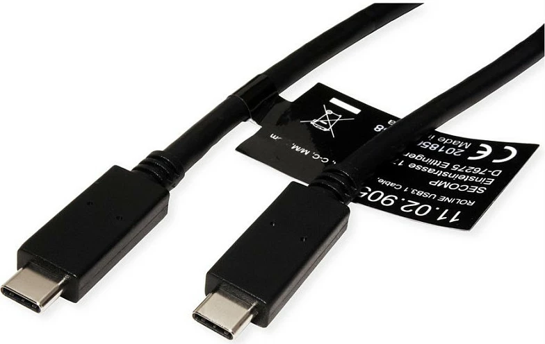 Kabllo USB-C ROLINE USB 3.2 Gen 2 C-C, 0.5m, 100W PD, 10Gbps, e zezë