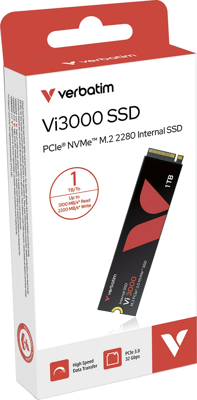 SSD i brendshëm Verbatim Vi3000, M.2 NVMe PCIe 3.0, 1TB, 3100/2200 MB/s