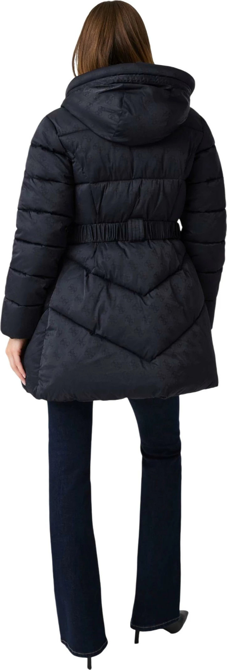 Pallto e mbushur për femra Guess NEW IMMA LOGO MIDI P W6BL50 W4144, e zezë [Madhësia: M]