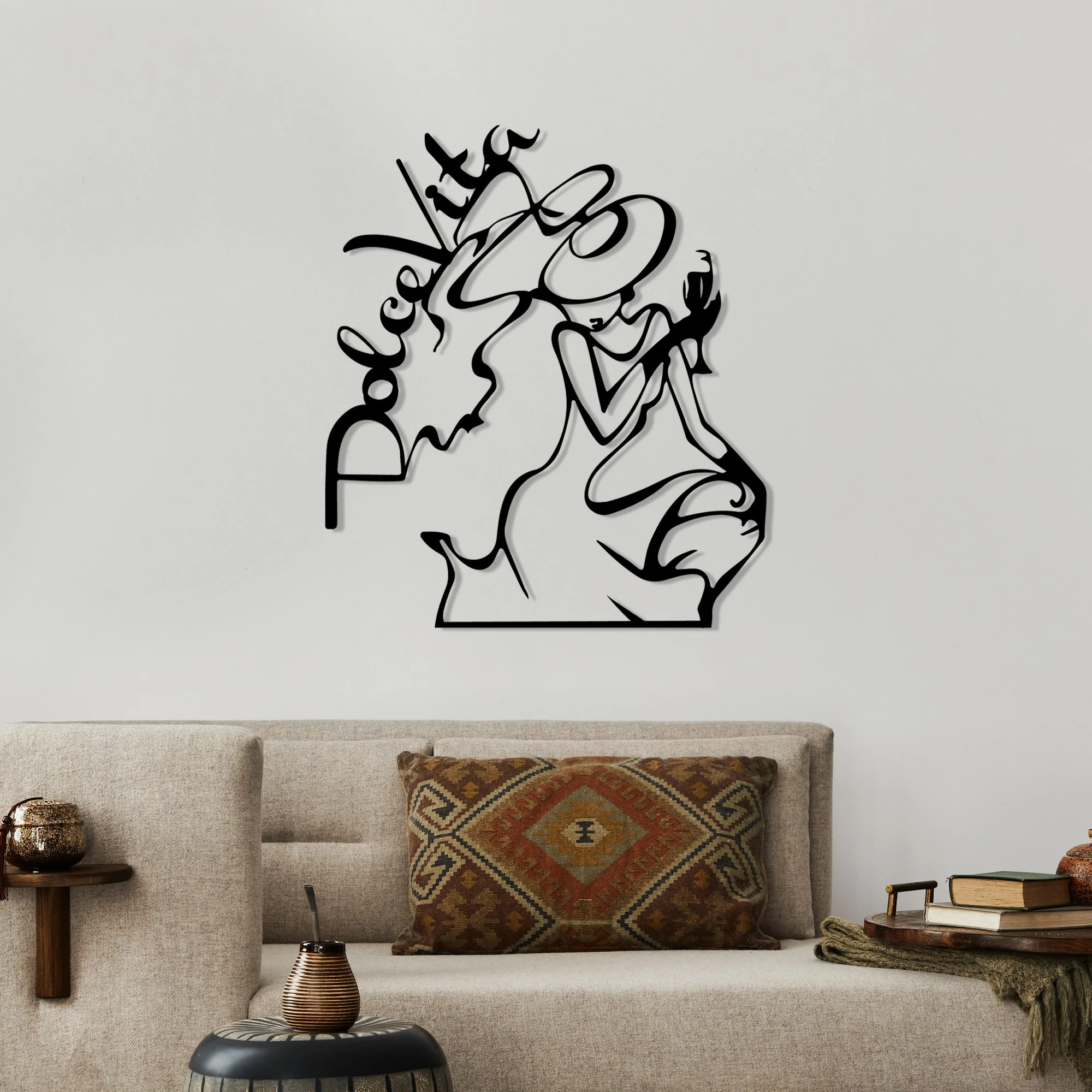 Aksesor dekorativ metalik për mur, Wallity Dolce Vita 2, ngjyrë e zezë, 50x56cm