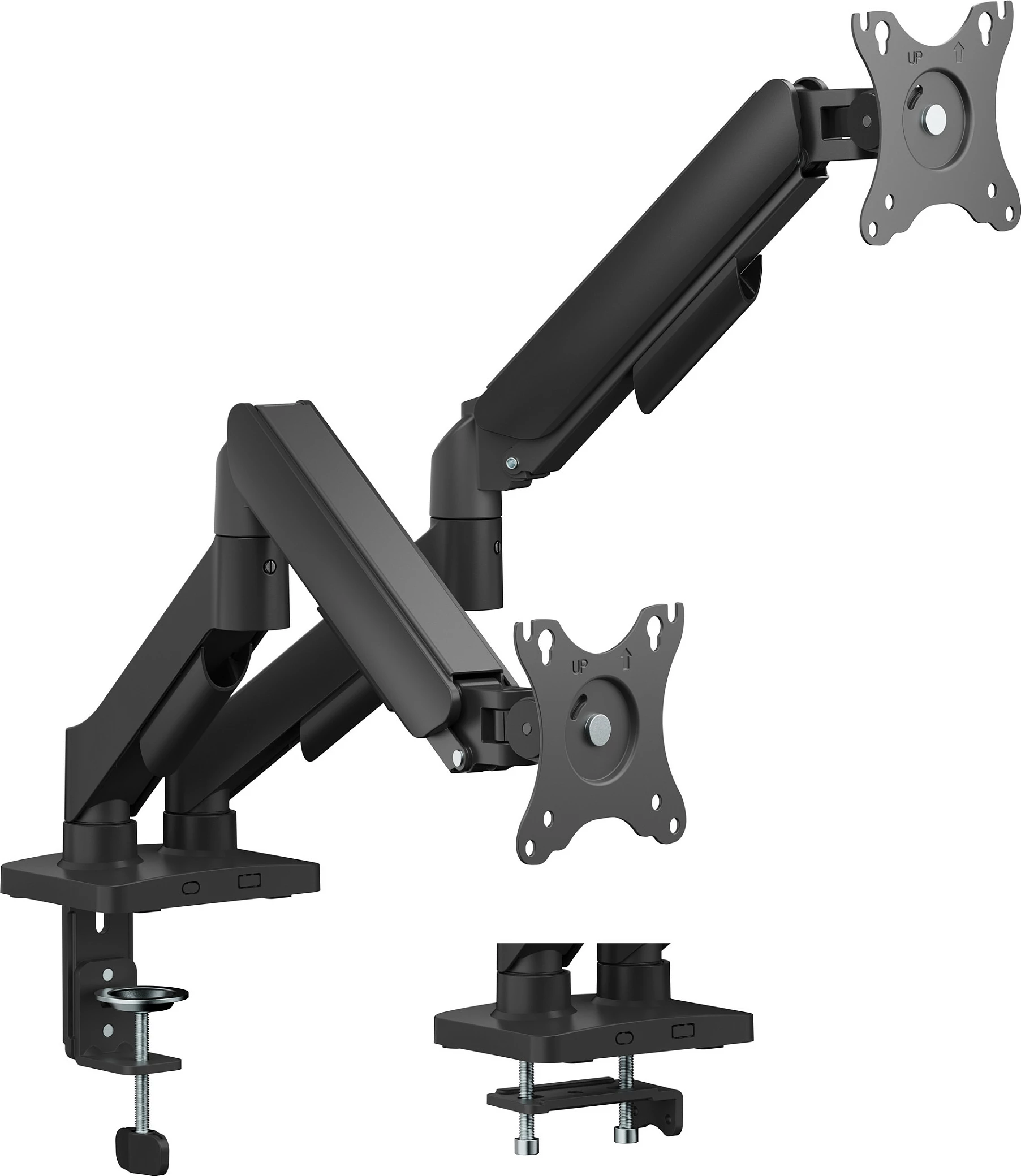Mbajtëse monitori EQUIP, për tavolinë, 2x 17"-32", VESA 75x75/100x100, gas spring, e zezë