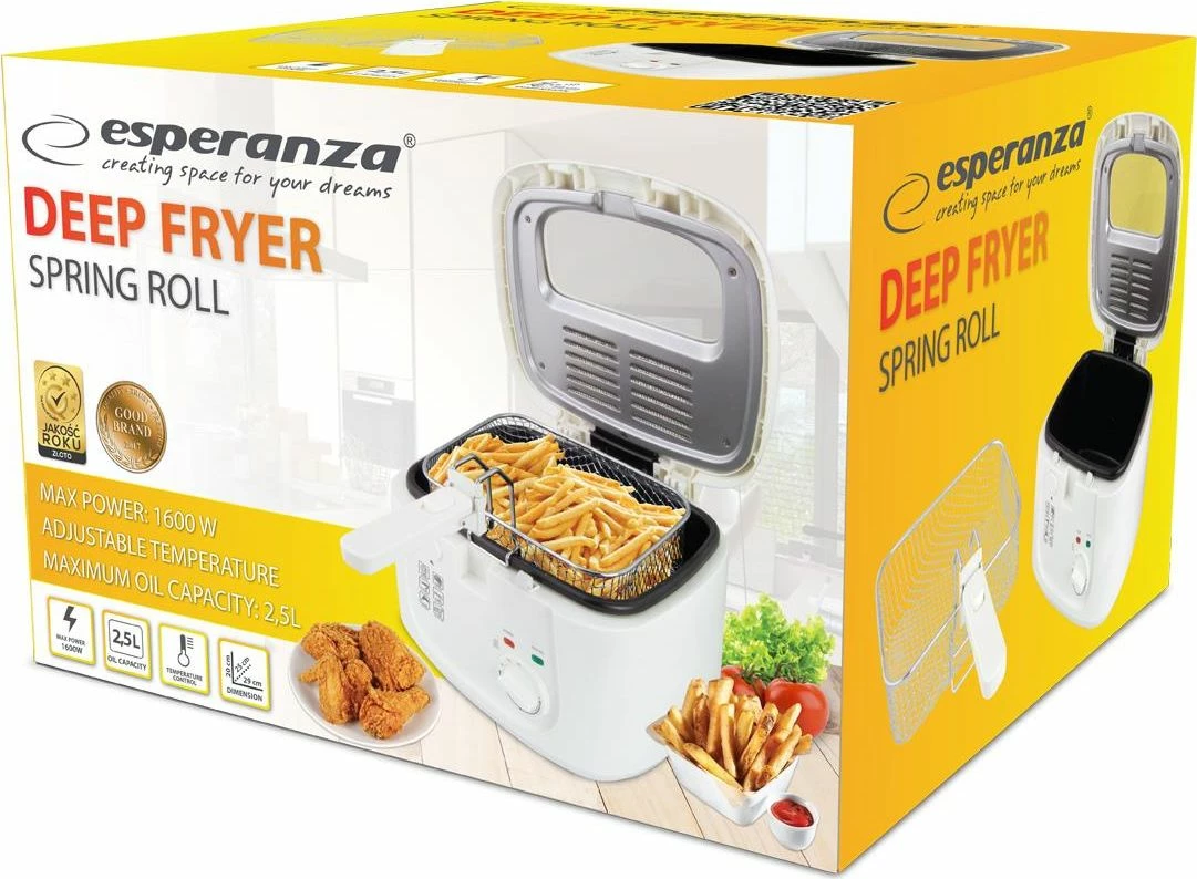 Fritezë Esperanza Spring Roll EKG012 2.5 L 1800 W, e bardhë