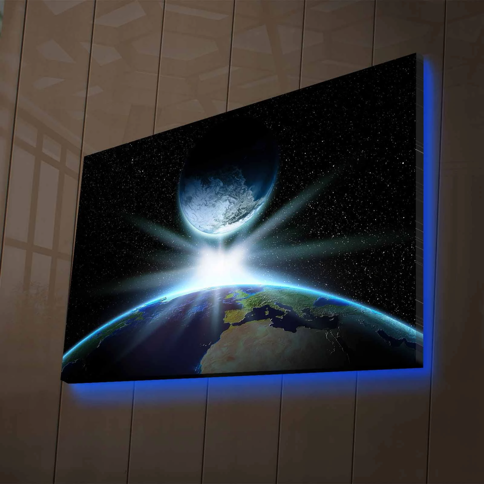 Pikturë dekorative në kanavacë me drita LED, Wallity NASA-039, shumëngjyrëshe, 45x70cm