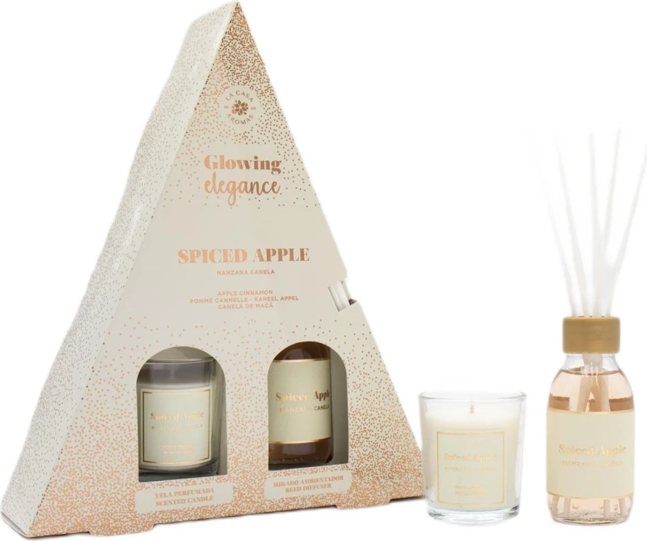 Set shkopinj aromatik dhe qiri aromatik La Casa de los Aromas Glowing Elegance, mollë dhe kanellë, 2 copë