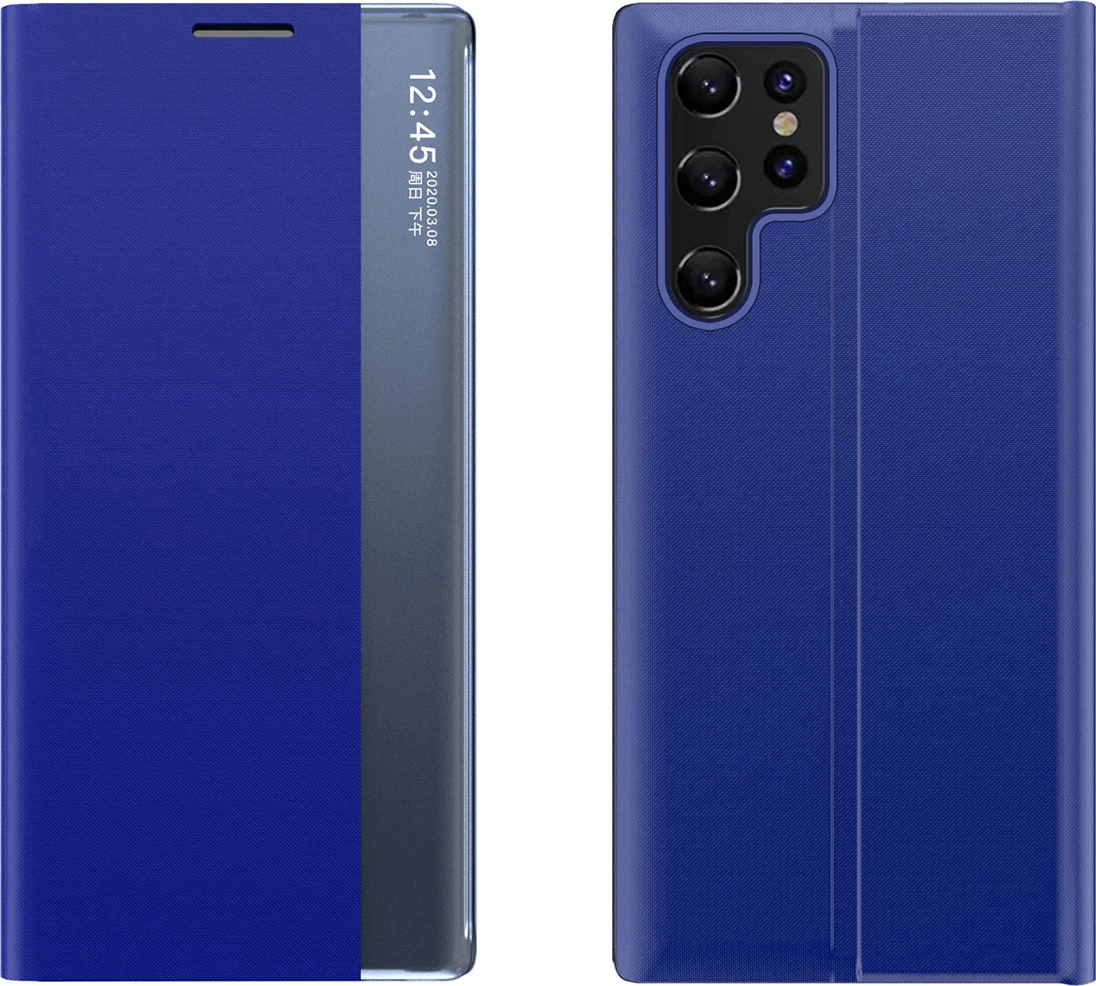 Mbështjellës Hurtel New Sleep Case për Samsung Galaxy S24 FE, me kapak dhe stand, kaltër