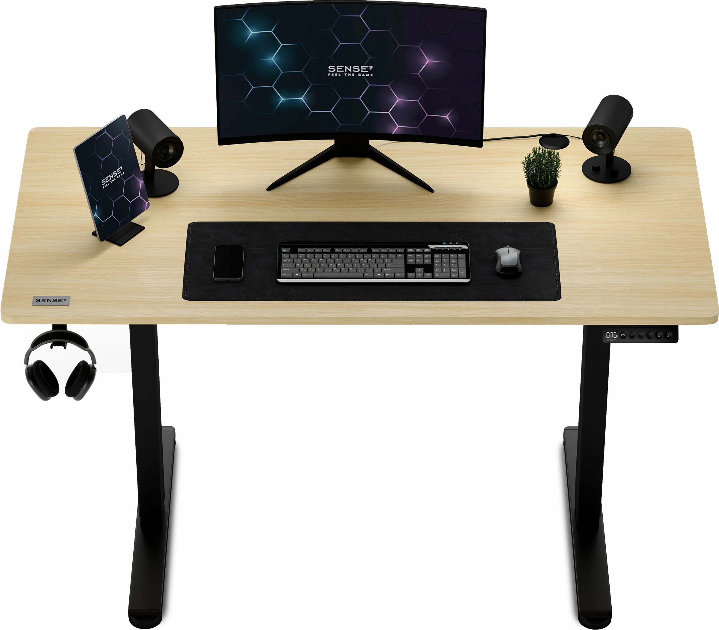 Tavolinë elektrike SENSE7 NOJO, rregullim lartësie 72-118 cm, 120x60 cm, memorie 3 pozicione, ngarkesë max 70 kg, E zezë/Pishë