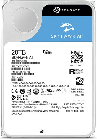 Hard disk Seagate SkyHawk AI, 20 TB, 7200 RPM, 512 MB, 3.5", Serial ATA III