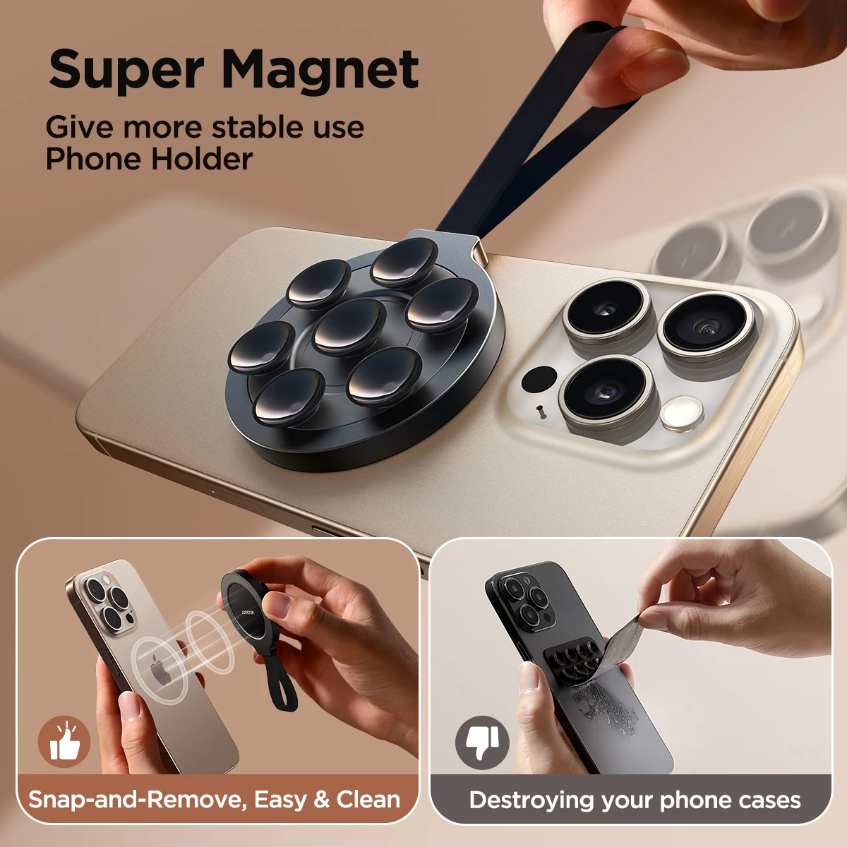 Mbajtës magnetik për celular Joyroom JR-ZS393, me kupa thithëse, i zi