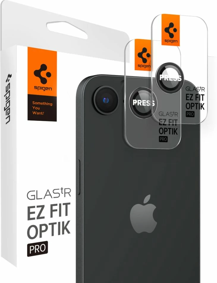 Mbrojtës xhami për kamerë Spigen Optik Pro GLAS.TR Ez Fit, për iPhone 16e, 2 copë, Zi