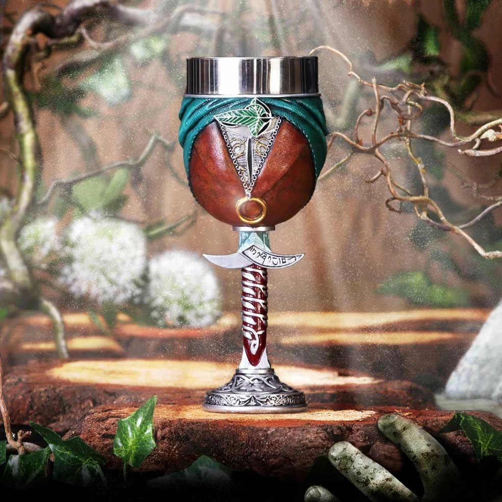 Mug koleksionues NEMESIS NOW Lord of the Rings Frodo, 19.5 cm, rezinë me insert çelik inox, jeshile/kafe