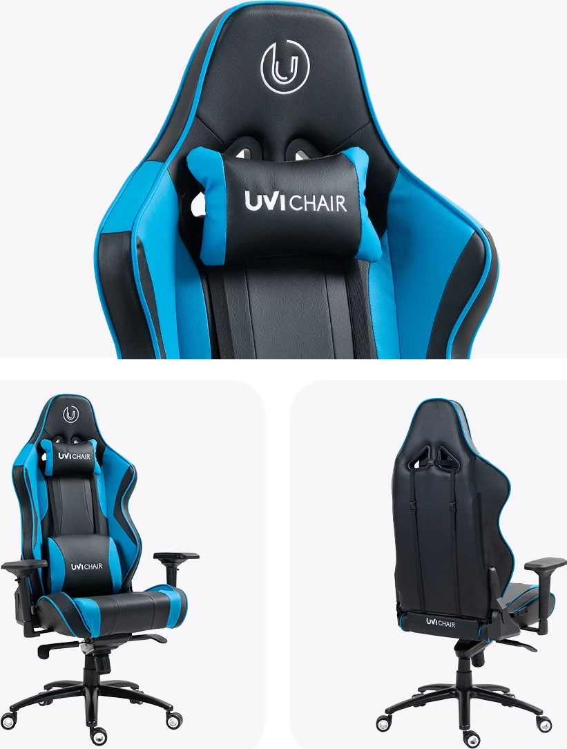 Karrige gaming/zyre UVI Sport XL UVI9001, shpinore 90-180°, mekanizëm multi-funksional, mbështetëse krahu 4D, deri 185 kg, blu