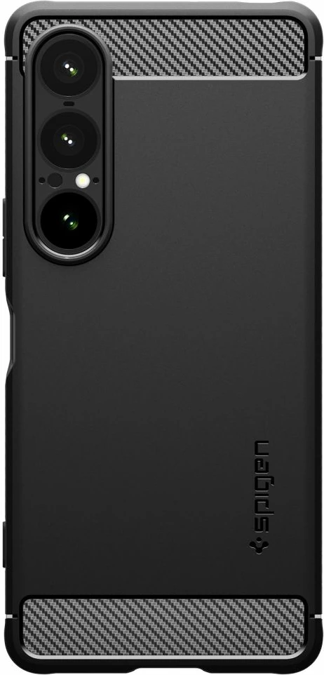 Mbështjellës Spigen Rugged Armor për Sony Xperia 1 VII, TPU i hollë me teksturë karbon, 1 copë, zi mat