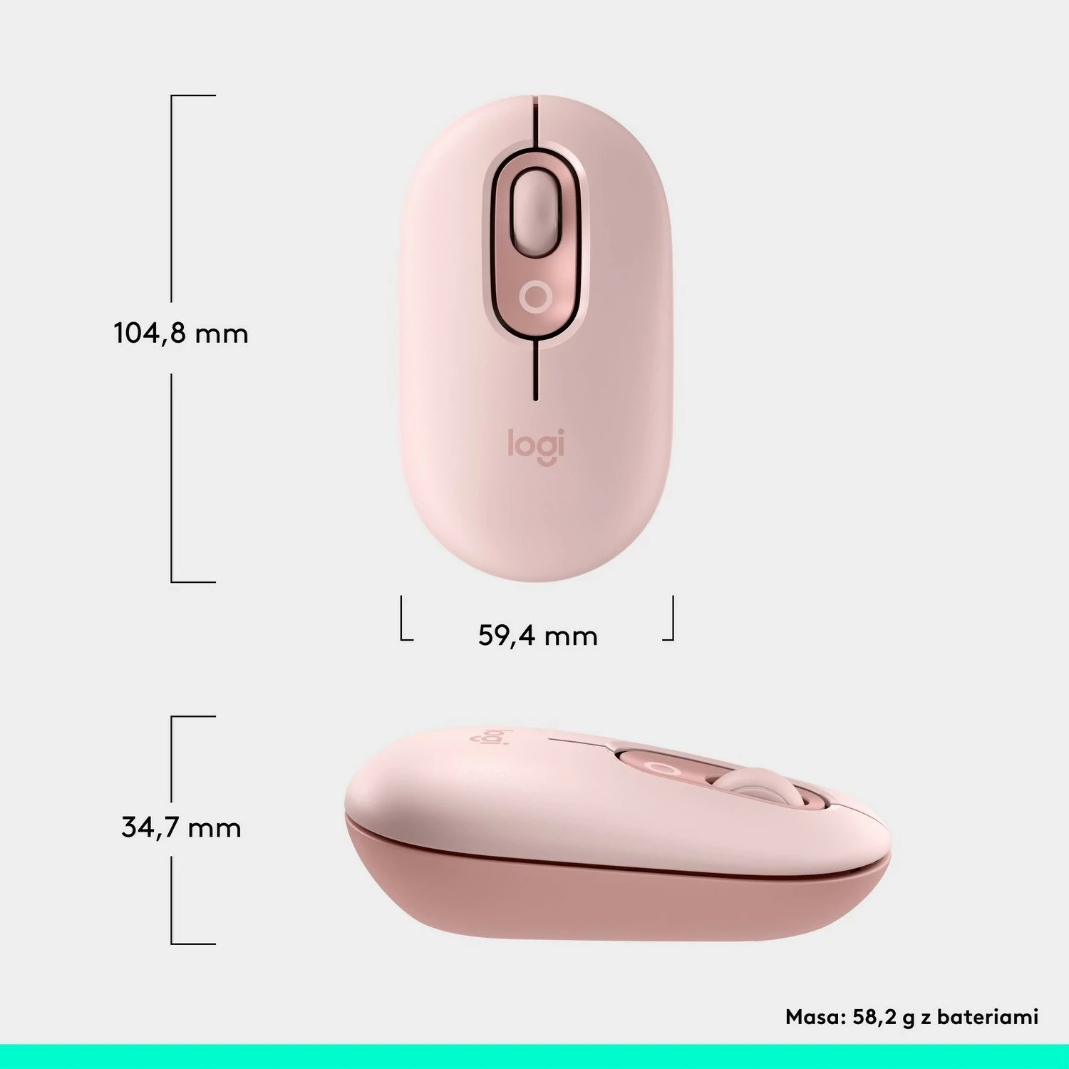 Maus Logitech POP ICON, pa tela, rozë