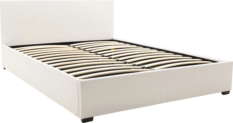 Krevat dopio Norse PU me hapsirë ruajtjeje, ngjyrë e bardhë matte, 160x200cm