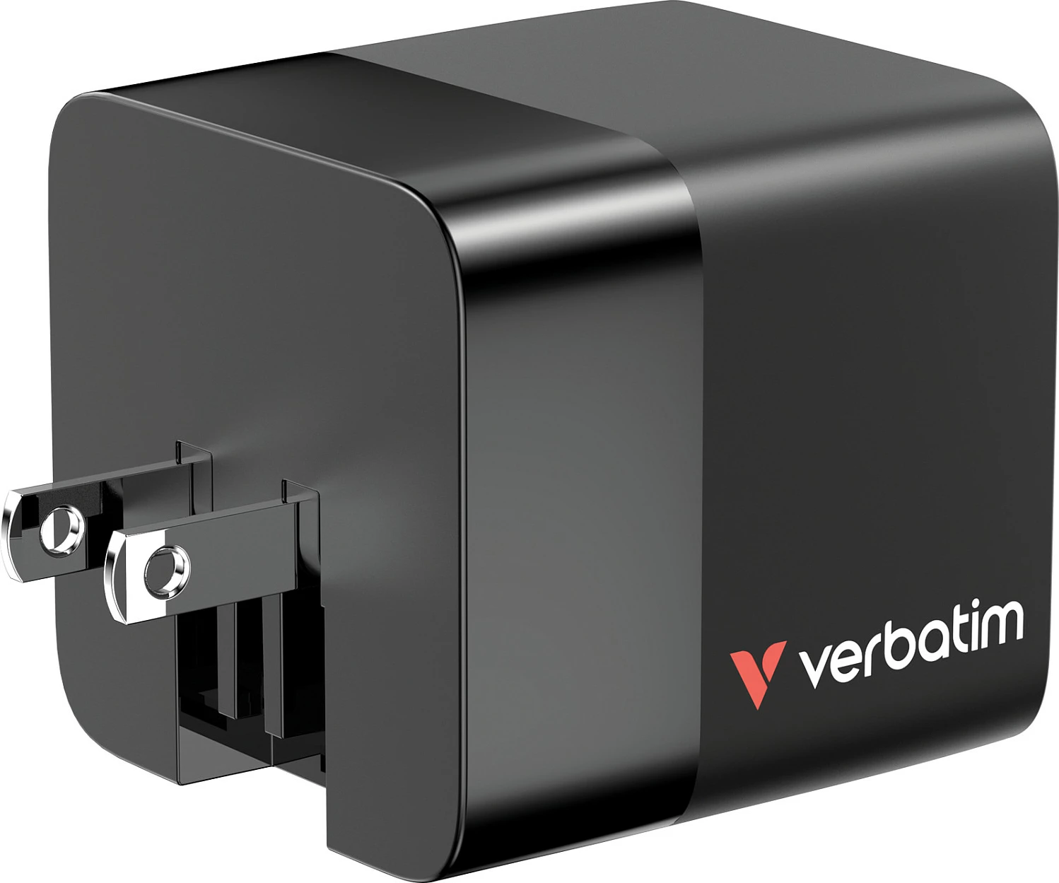Karikues Verbatim GaN 65W, 2 porta USB-C PD/USB-A QC, kabllo e tërheqshme, EU/UK/US, i zi