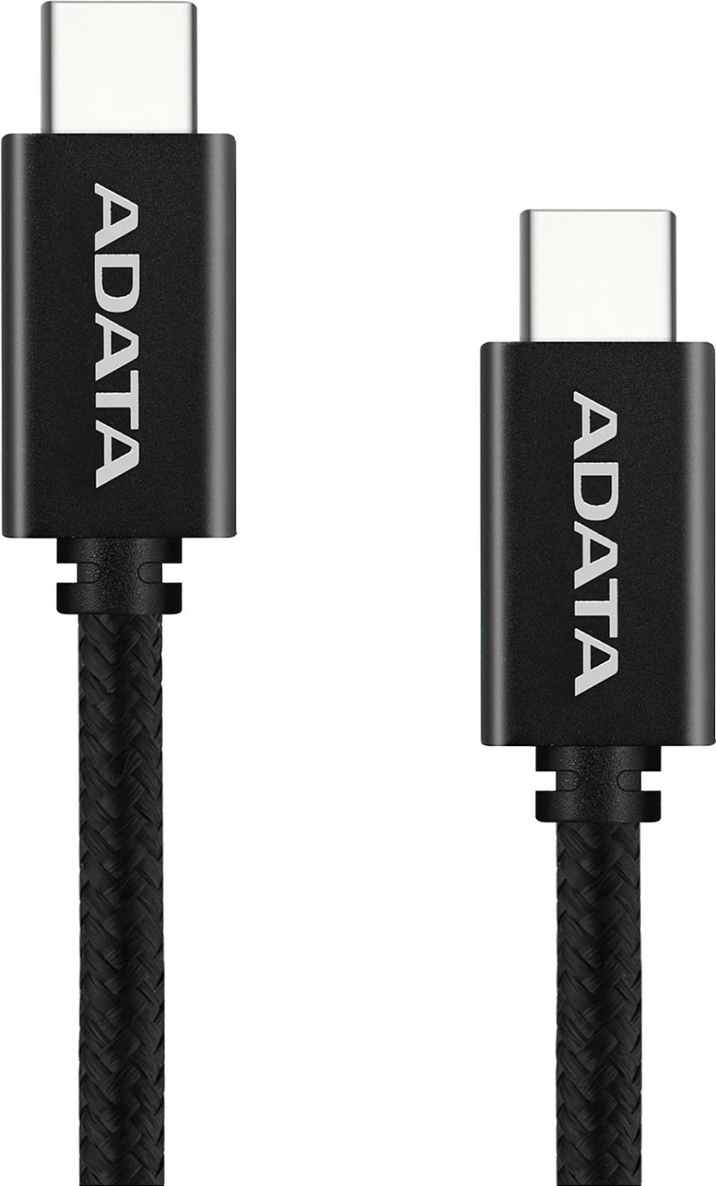 Kabllo ADATA USB-C në USB-C, 1m, PD 3.0/QC 3.0, deri 100W, e zezë