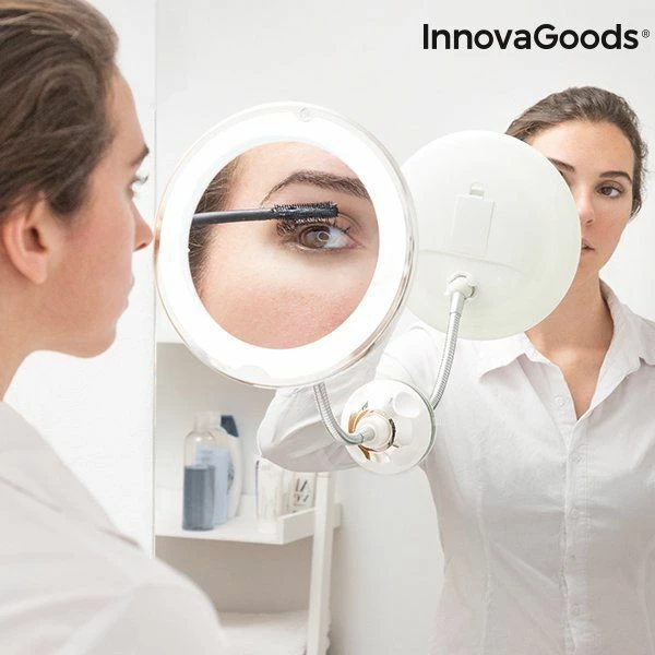 Pasqyrë zmadhues LED InnovaGoods Mizoom 20 cm, me krah fleksibël dhe kupë thithëse