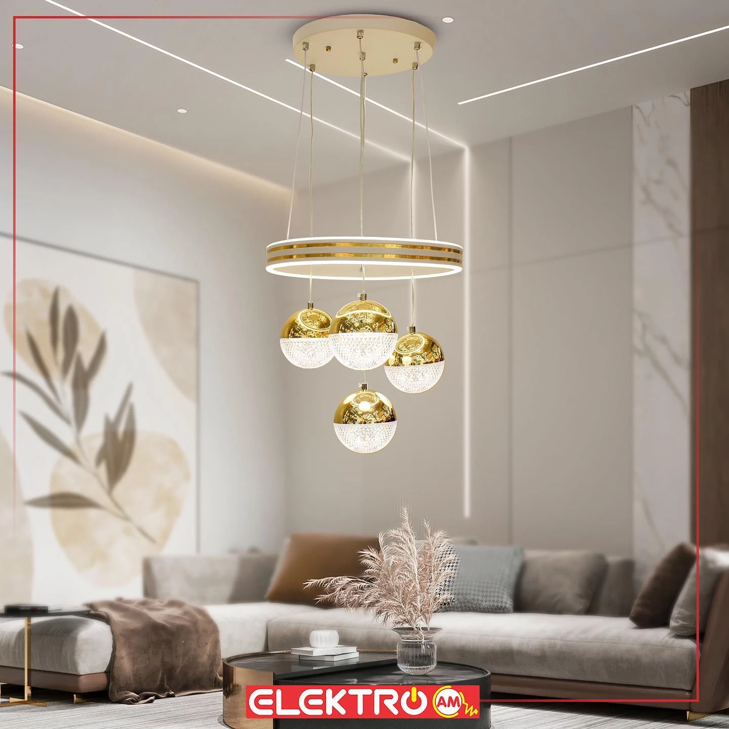 Abazhur LED i varur H08 GD-WH