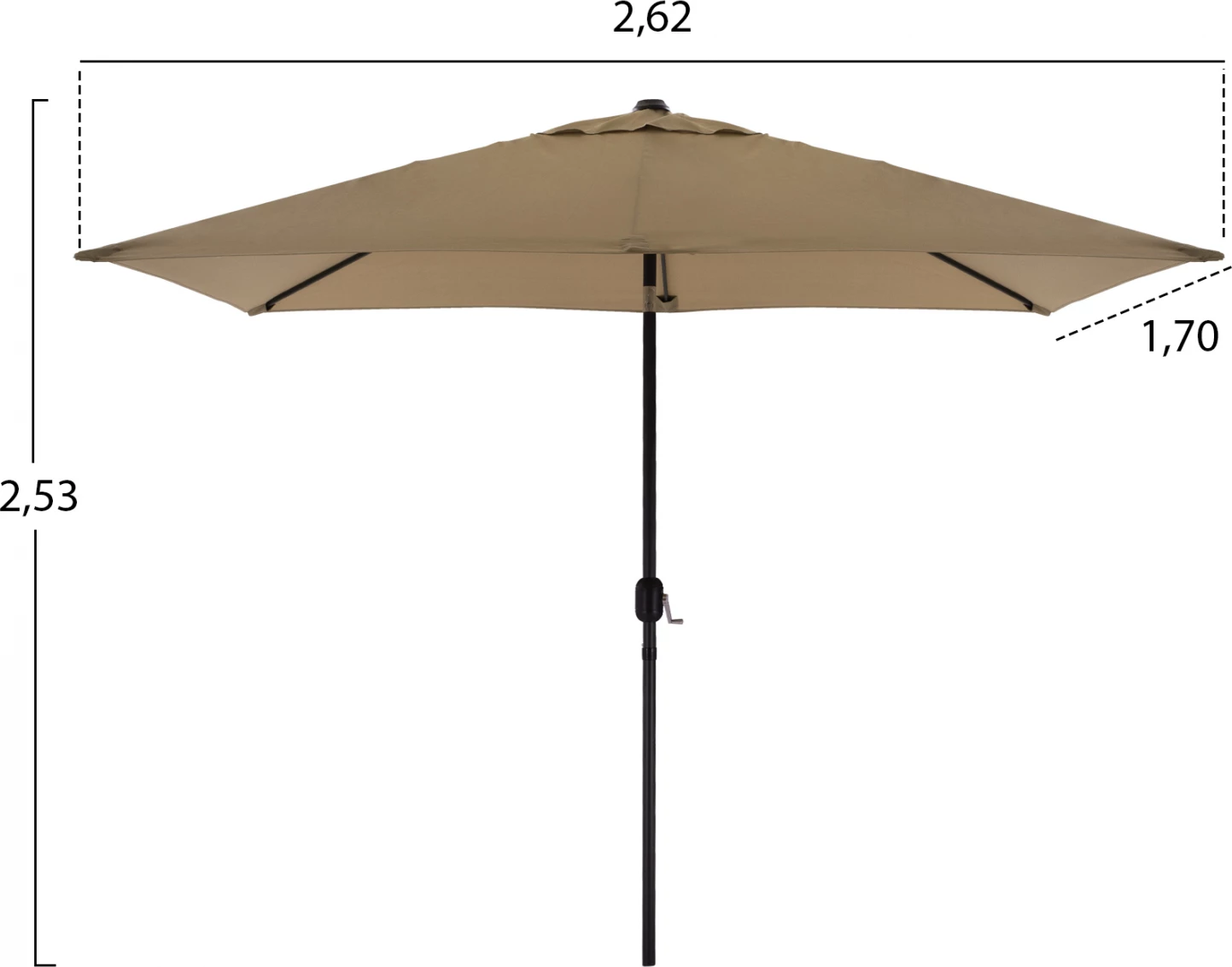 Set për terasë me ombrellë, 8 pjesë, tavolinë gri 150x90 dhe karrige me krahë, FH11533.02