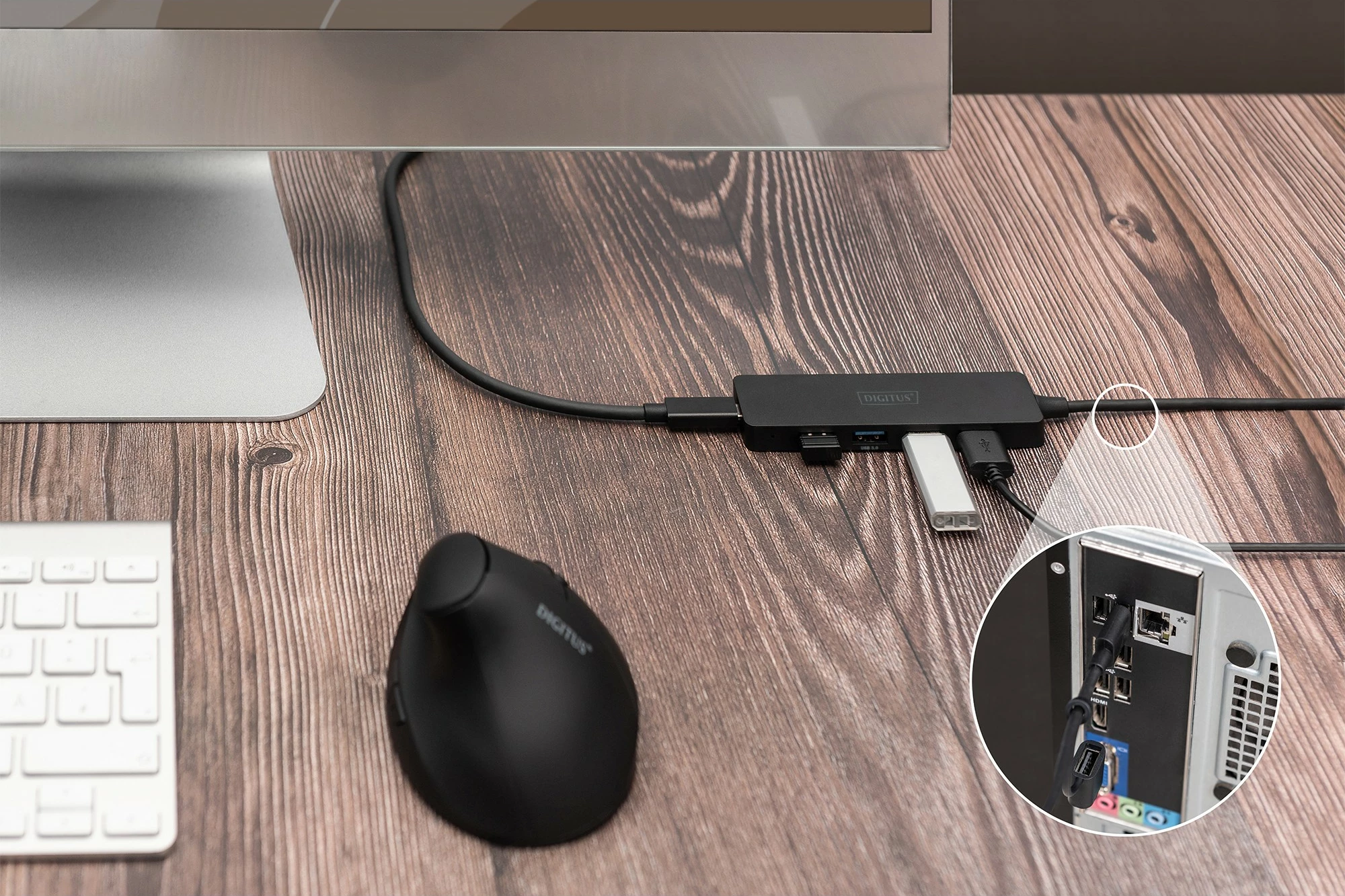 USB hub Digitus 4 porta, USB 3.0, Type-A/Type-C, 1.2m, i zi