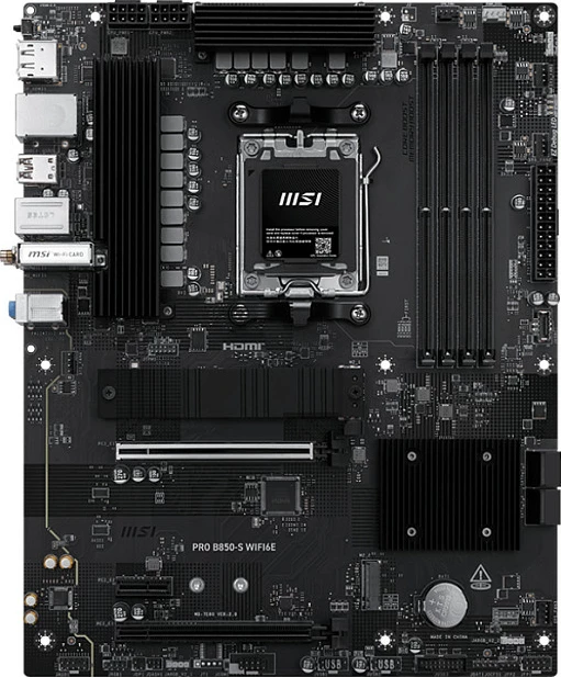 Pllakë amë MSI PRO B850-S WIFI6E, Socket AM5, DDR5 deri 256GB, Wi‑Fi 6E, 2.5G LAN, e zezë
