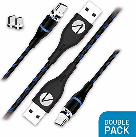 Kablë magnetike Play & Charge 4Gamers Stealth Twin, 2 x 3m, pakim dyshe, zi/kaltër