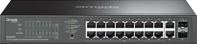 Switch TP-Link Omada ES220GP, 20 porta Gigabit, 16x PoE+, fanless, i zi