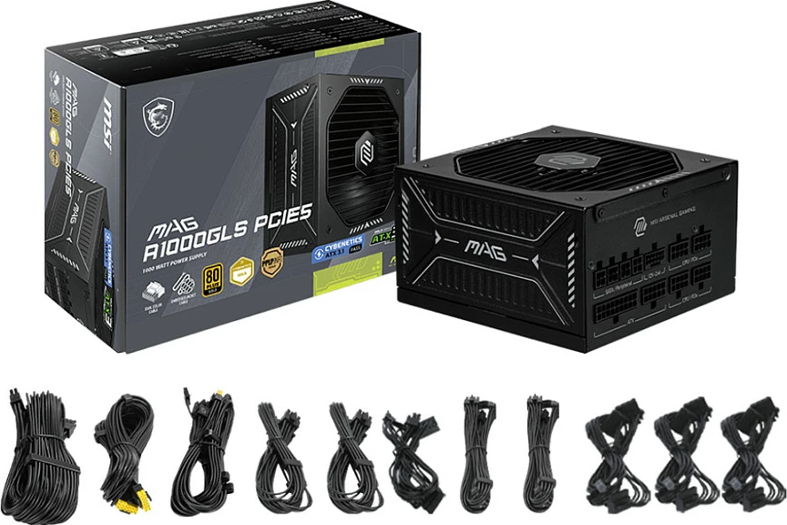 Furnizues rryme MSI MAG A1000GLS PCIE5, 1000W, 80 Plus Gold, Fully Modular, ATX 3.1, i zi