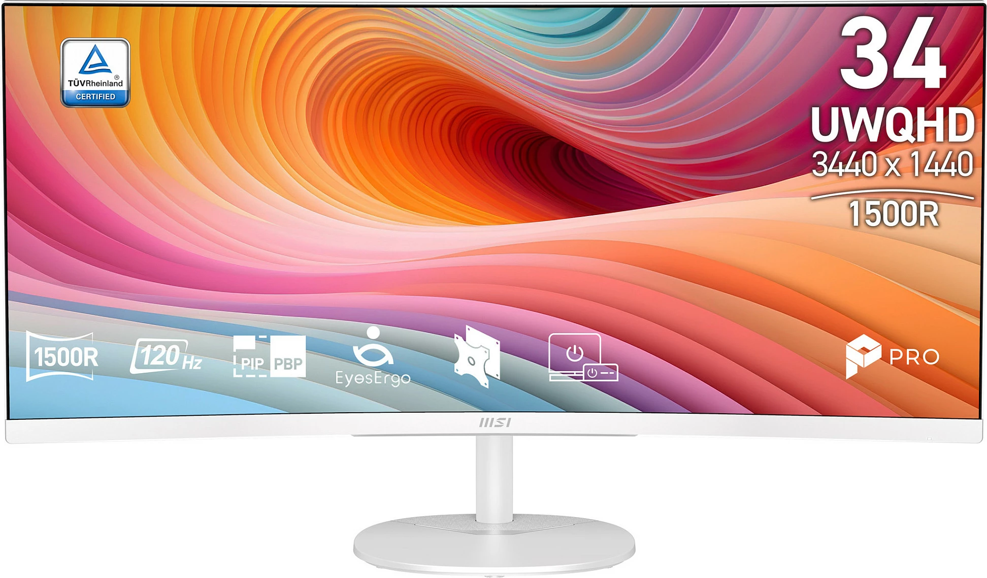 Monitor MSI 9S6-3PB2CT-057 34" UWQHD 3440x1440, 120Hz, VA, 1500R, i bardhë