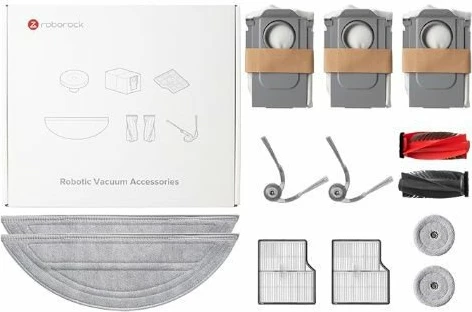 Set aksesorësh për robot fshesë, Roborock Saros 10, 2x mop + 1x leckë anësore, 1x furçë kryesore, 3x qese pluhuri (set)