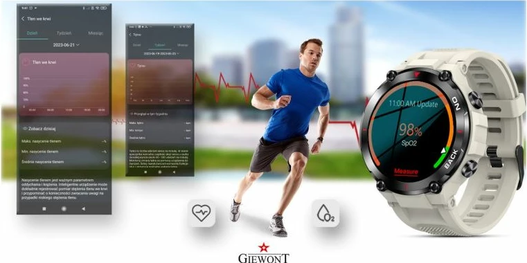 Smartwatch sportiv Giewont, gri