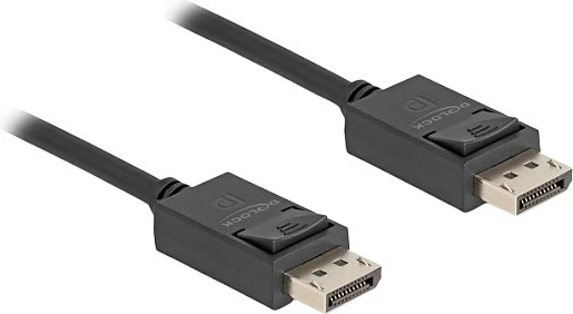 Kabllo DisplayPort DeLOCK 2.1, 1 m, 80 Gbps, 16K@60 Hz, e zezë