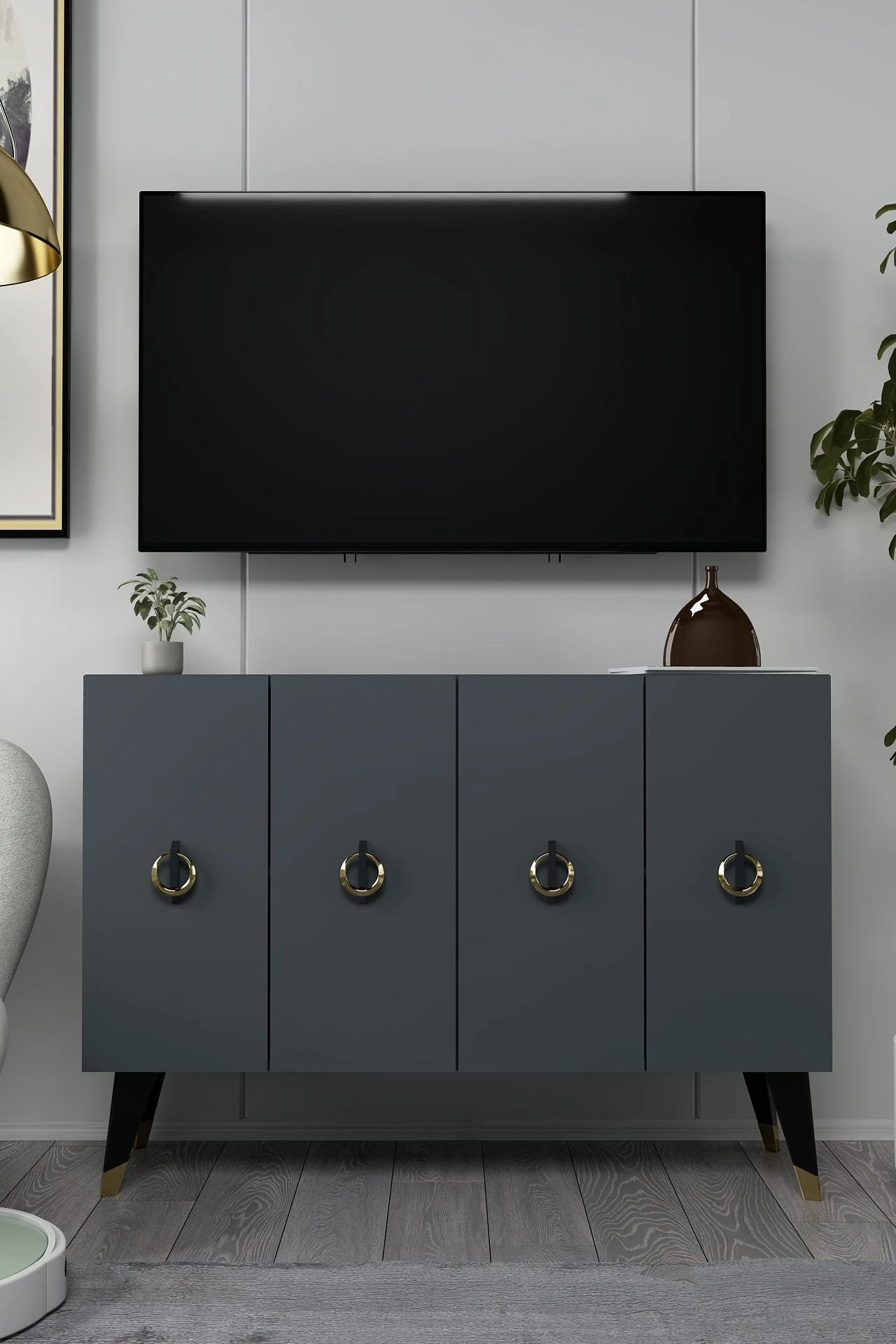Konsol Skye Decor, anthracite, e zezë, ari, 8184KM-32