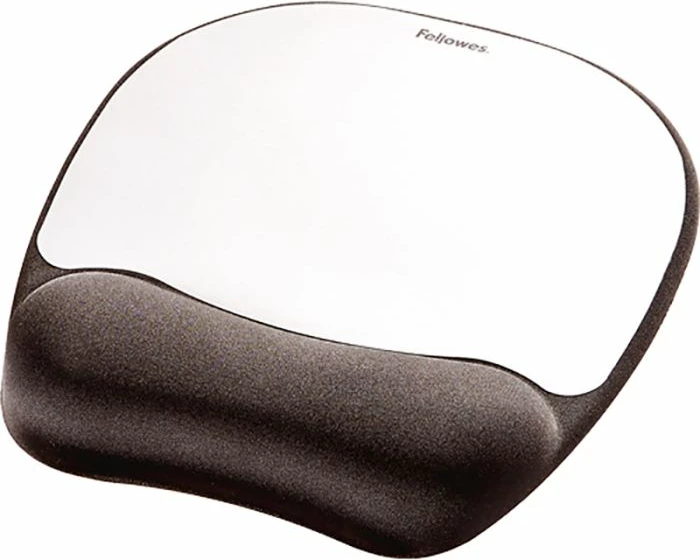 Mauspad Fellowes 9175801 me mbështetje për kyç dhe memory foam, Silver Streak