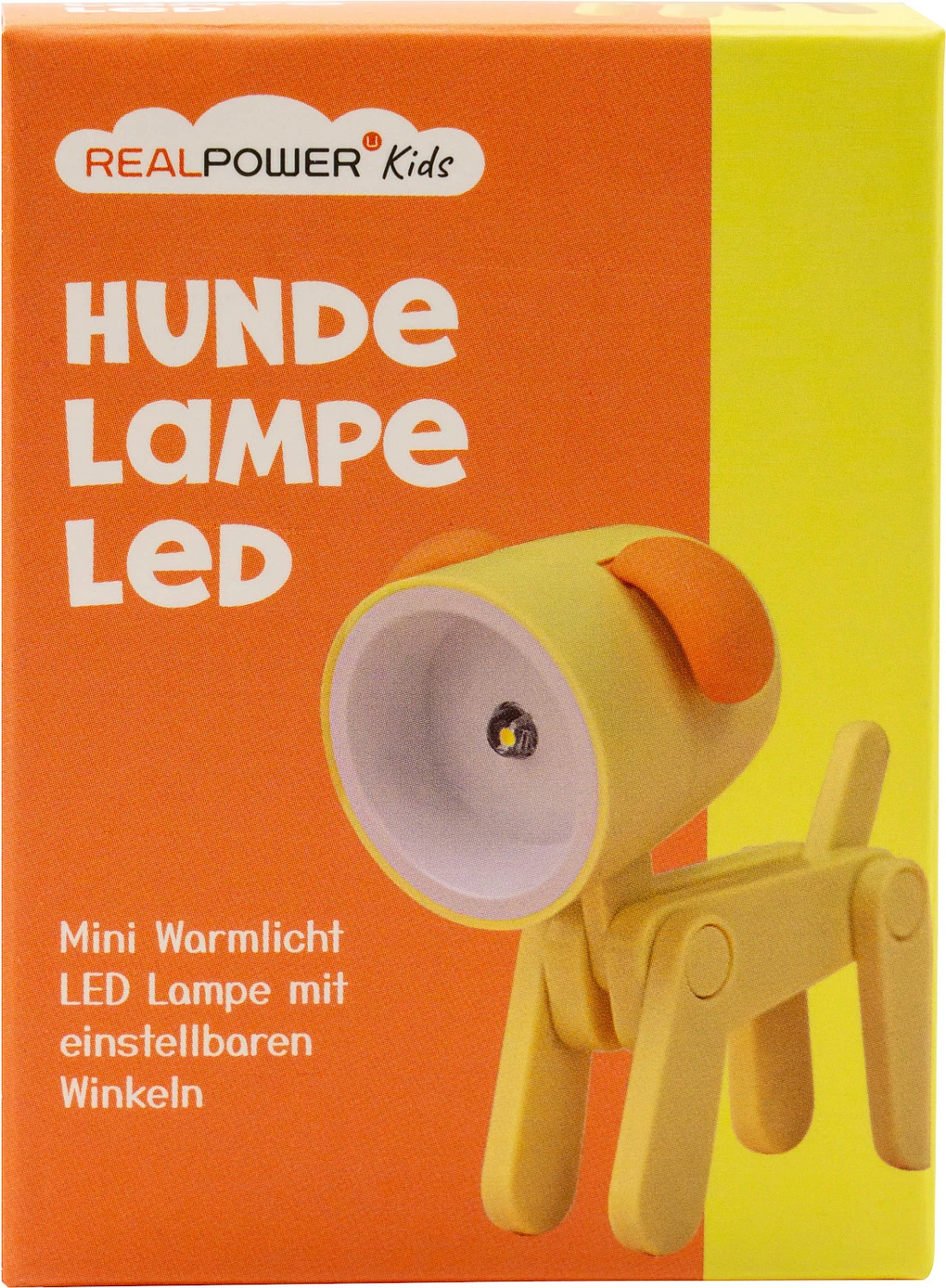 Llambë dore RealPower LED-Tier "Yellow Dog", 3x LR41, rrotulluese, e verdhë/portokalli