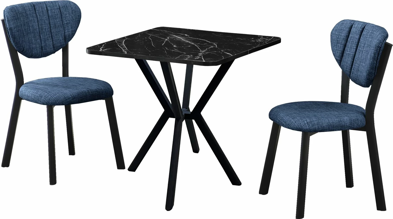 Set tavoline me karrige, zgjatues, 3 pjesë, Skye Decor, elma, blu e errët, e zezë