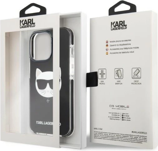 Mbështjellës Karl Lagerfeld Choupette Head për iPhone 13/13 Pro, 6.1", i zi