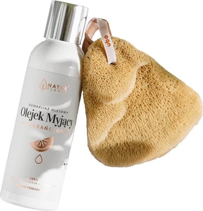 Set pastrimi fytyre Natur Planet Perfect Duo Orange Cleansing Oil + Face Sponge për femra, 2 copë