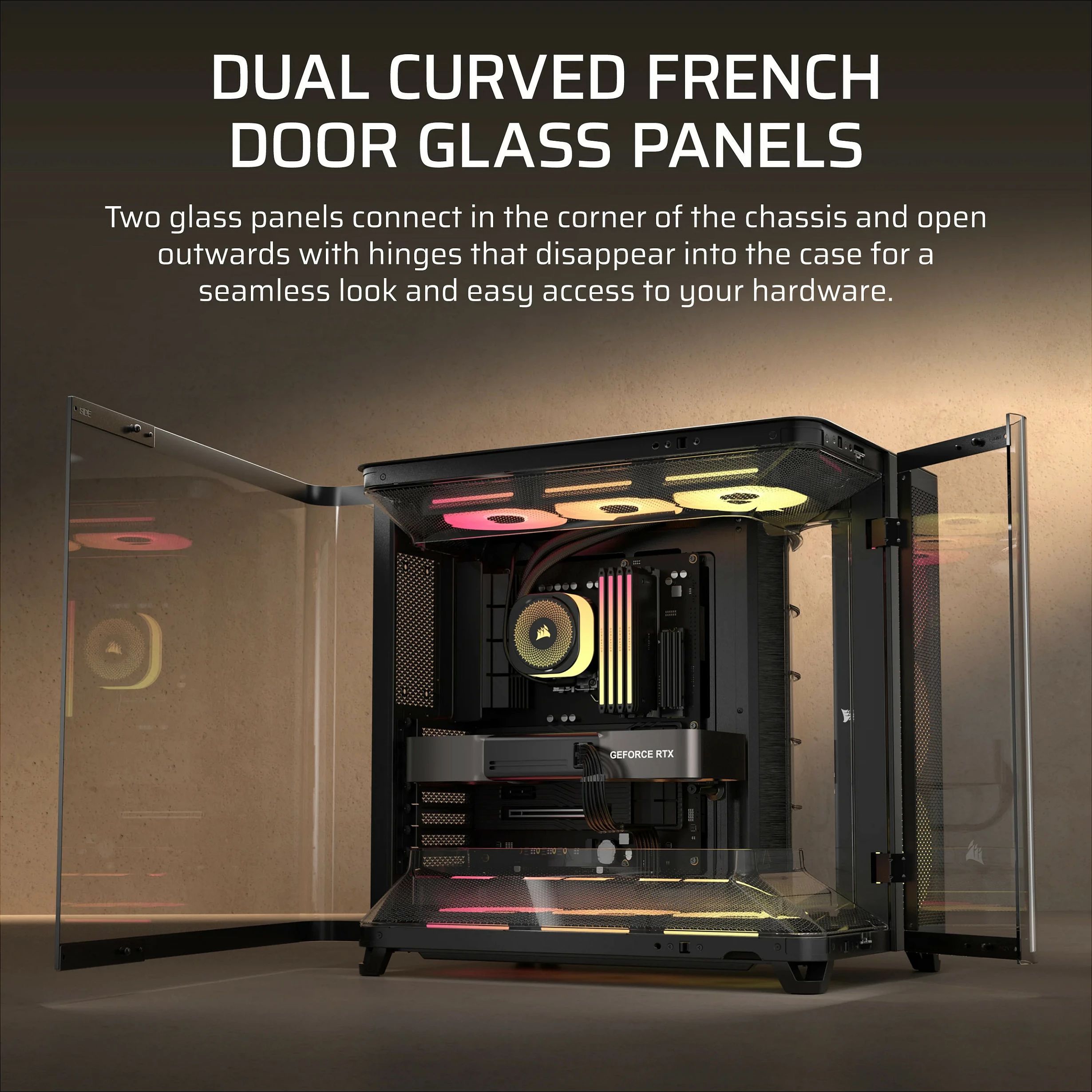 Kasë Corsair Air 5400 LX-R RGB iCUE LINK, Midi Tower ATX, xham i kalitur, 3x120mm, e zezë