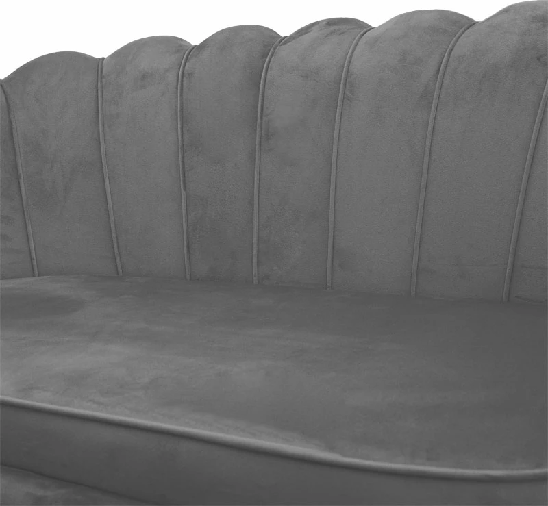 Divan dy ulëse Daimon, kadife, ngjyrë gri, këmbë metalike të arta, 134x70x77cm