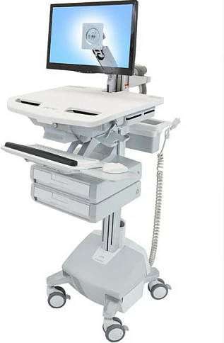Karrocë multimedia Ergotron StyleView, për monitor deri 24", kapacitet 15.9 kg, me sirtarë me kyçje, gri/bardhë