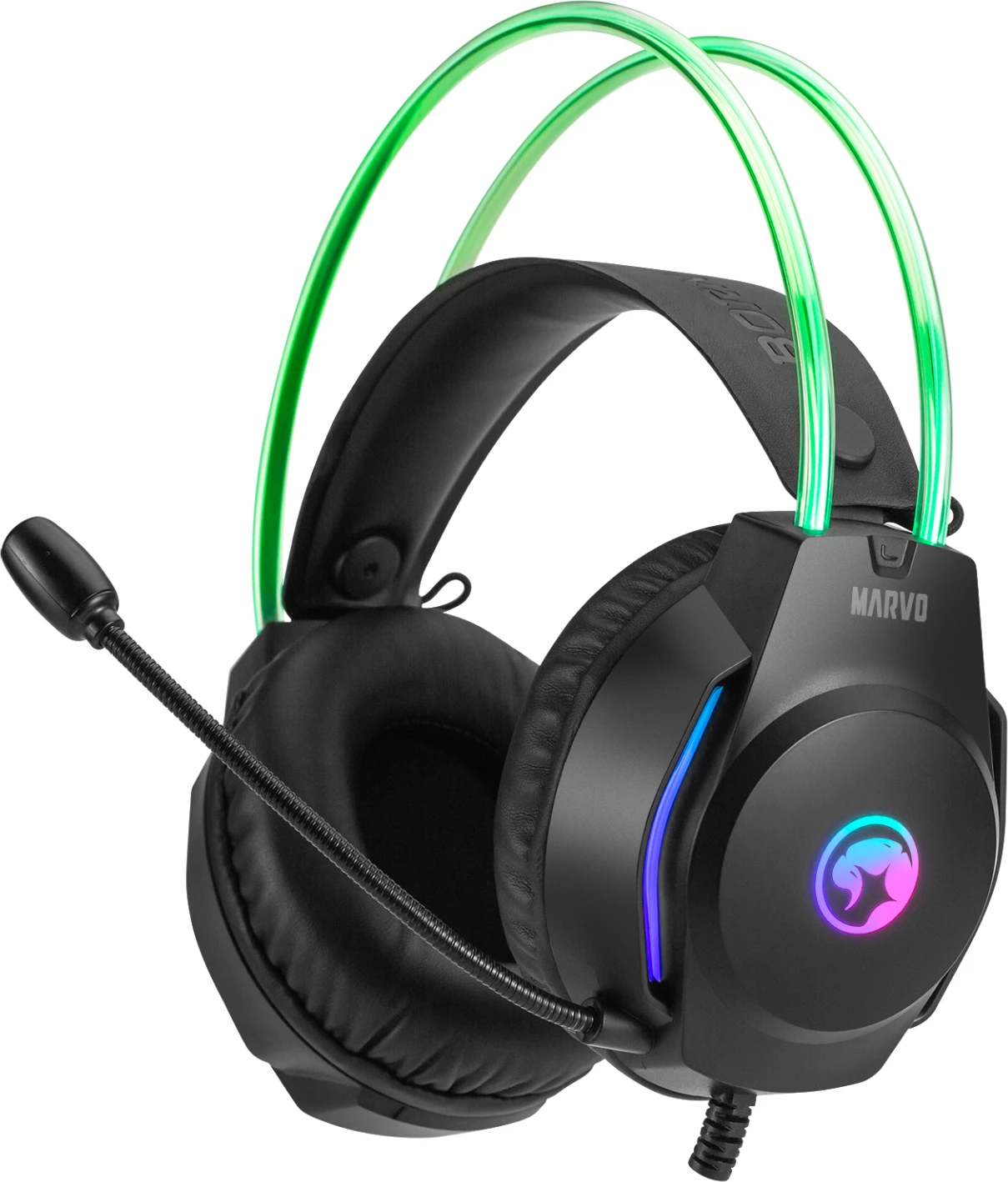Kufje gaming Marvo H8620 me mikrofon, wired, RGB, 3.5mm + USB, 50mm, të zeza