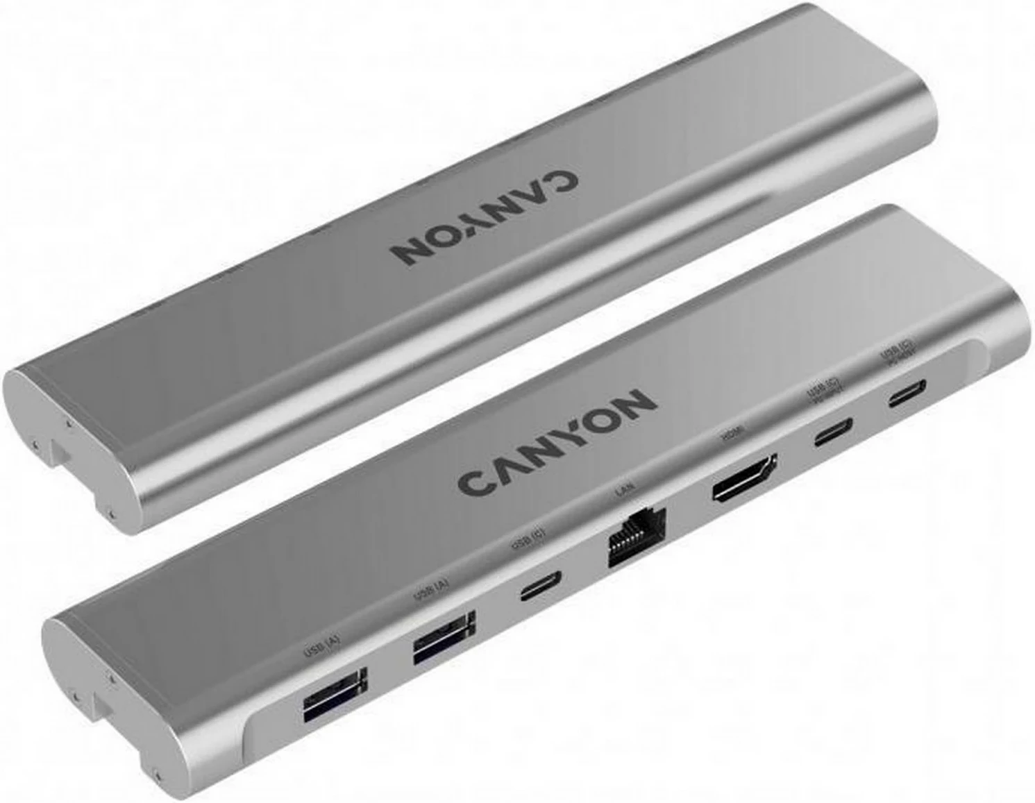 Kasë laptopi Canyon me hub HDMI, 2xUSB, RJ45, rregullim lartësie, argjendtë